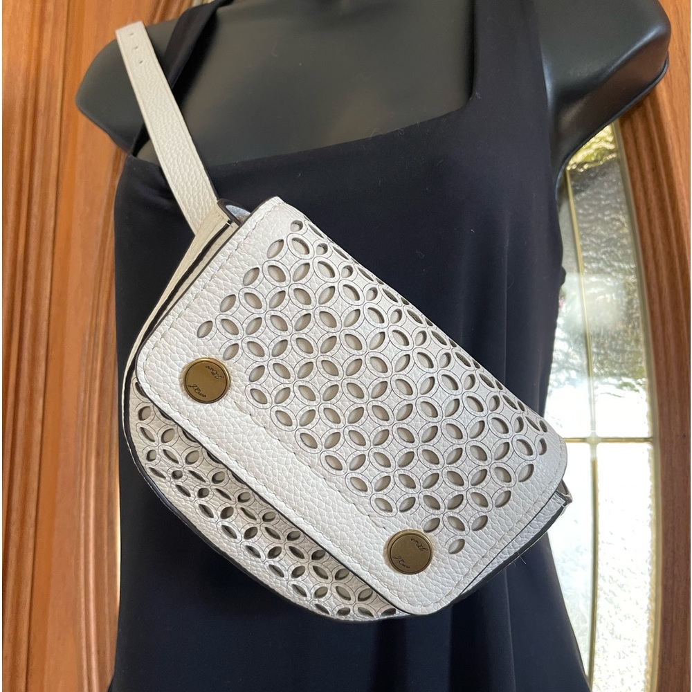 J. Crew Bristol Fanny Pack (belt bag), laser cut pebbles leather, off-white